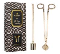 HARLEM CANDLE CO. Luxury Snuffer/Trimmer Set of 2, Candle Snuffer Extinguisher and Candle Wick Trimmer Cutter, Stainless Steel with Gold Finish, Gift Box Packaging