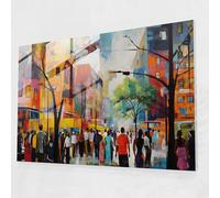 Harlem Glass Wall Art - Harlem, Modern Art, Glass Print, Lively Street Scene, 36" x 24"
