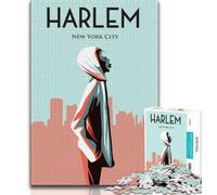 Harlem New York Poster Jigsaw Puzzles for Adults 1000 Jigsaws,Family Game Stress Reliever Difficult Challenge Secret Santa Gifts 50x75cm