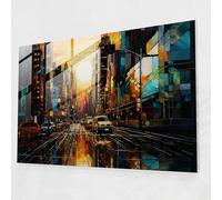 Harlem Sunset Glass Print - Harlem, Home Decoration, Vibrant, Harlem, 36" x 24"