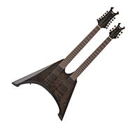 Harlem V Double Neck Guitar by Gear4music Black - Nearly New