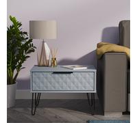 Welcome Furniture Ltd Harlequin 1 Drawer Wide Bedside Table in Denim Blue - Ready Assembled, Blue