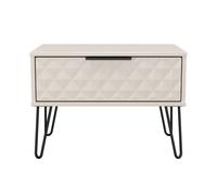 Welcome Furniture Ltd Harlequin 1 Drawer Wide Bedside Table in Kashmir Matt - Ready Assembled, Cream