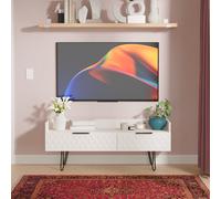 Welcome Furniture Ltd Harlequin 2 Drawer Coffee TV Unit in Kashmir Matt - Ready Assembled, Cream