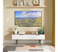 Welcome Furniture Ltd Harlequin 2 Drawer Coffee TV Unit in White Matt & Vintage Oak - Ready Assembled, White