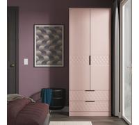 Welcome Furniture Ltd Harlequin Tall Double 2 Drawer Wardrobe in Kobe Pink - Ready Assembled, Pink