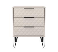Welcome Furniture Ltd Harlequin 3 Drawer Midi Chest in Kashmir Matt - Ready Assembled, Cream