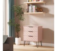 Welcome Furniture Ltd Harlequin 3 Drawer Midi Chest in Kobe Pink - Ready Assembled, Pink