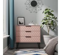 Welcome Furniture Ltd Harlequin 3 Drawer Chest in Kobe Pink - Ready Assembled, Pink