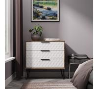 Welcome Furniture Ltd Harlequin 3 Drawer Chest in White Matt & Vintage Oak - Ready Assembled, White