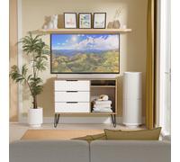 Harlequin 3 Drawer TV Unit in White Matt & Vintage Oak - Ready Assembled - Lewis's Home | TJ Hughes