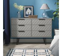 Welcome Furniture Ltd Harlequin 6 Drawer Wide Chest in Dusk Grey - Ready Assembled, Grey