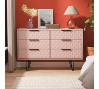 Welcome Furniture Ltd Harlequin 6 Drawer Wide Chest in Kobe Pink - Ready Assembled, Pink