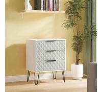Harlequin Chest - 3 Drawer - Midi - with Hairpin Legs - Duck and White Matt