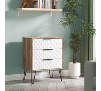 Harlequin Chest - 3 Drawer - Midi - with Hairpin Legs - White Matt and Vintage Oak