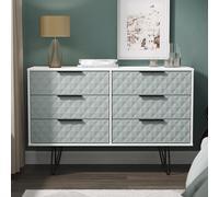 Harlequin Chest - 6 Drawer - Midi - with Hairpin Legs - Duck and White Matt