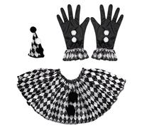 W WIDMANN MILANO Party Fashion - Harlequin Costume Set Unisex Adult, Killer Clown, Circus, Pierrot, Halloween, Carnival, Theme Parties, White-Black