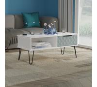 Harlequin Coffee Table Teal & White 1 Shelf 1 Drawer 92cm