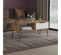 Harlequin Coffee Table White & Oak 1 Shelf 1 Drawer 92cm