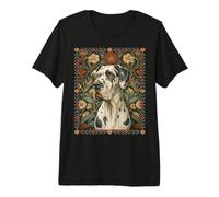 Harlequin Great Dane in a Garden Premium T-Shirt