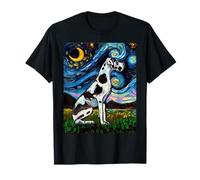 Harlequin Great Dane Starry Night Dog Animal Art by Aja T-Shirt