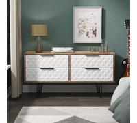 Harlequin Large Chest of Drawers White & Oak 4 Drawers 115cm