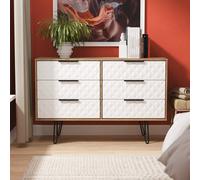 Harlequin Large Chest of Drawers White & Oak 6 Drawers 115cm