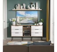 Harlequin Large Sideboard White & Oak 2 Shelves 6 Drawers 152cm