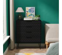 Harlequin Ready Assembled 4 Drawer Chest - Black Ash
