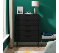 Harlequin Ready Assembled 5 Drawer Chest - Black Ash