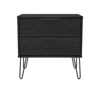 Harlequin Side Table Black 2 Drawers 60cm