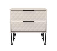 Harlequin Side Table Off-White 2 Drawers 60cm