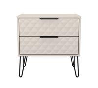 Harlequin Side Table Off-White 2 Drawers 60cm
