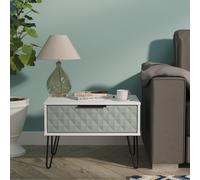 Harlequin Side Table Teal & White 1 Drawer 58cm