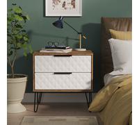 Harlequin Side Table White & Oak 2 Drawers 60cm