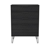 Harlequin Tall Chest of Drawers Black 5 Drawers 109cm