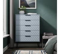 Harlequin Tall Chest of Drawers Light Blue 5 Drawers 109cm
