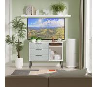 Harlequin TV Unit Teal & White 2 Shelves 3 Drawers 97cm