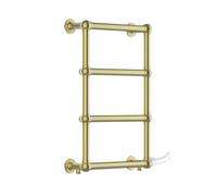 Harley Brushed Brass Electric Traditional Heated Towel Rail Bathroom Radiator Heater - Fixed Temperature PTC Element - 500mm (w) x 750mm (h) - 300 Watts