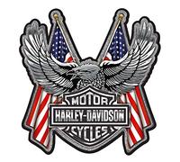 Harley-Davidson Embossed Bar & Shield Eagle Flag Chrome Decal - 6 x 8 in