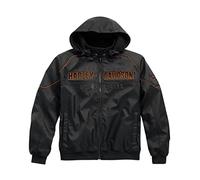 HARLEY-DAVIDSON Idyll Performance Softshell Jacket Men's Outdoor Jacket with Removable Hood 100% Windproof, black, XL