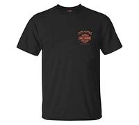 Harley-Davidson Men's Eagle Piston Short Sleeve Crew-Neck Cotton T-Shirt - Black, Black, XXXXXL