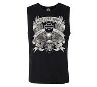 Harley-Davidson Men's Fastened Bar & Shield Sleeveless Cotton Muscle Tee, Black, Black, Large