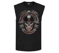 Harley-Davidson Men's Ghoulish Biker Skull Cotton Sleeveless Muscle Shirt, Black, Black, XXXL
