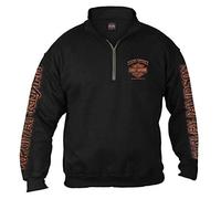Harley-Davidson Men's Lightning Crest 1/4 Zip Cadet Pullover Sweatshirt, Black