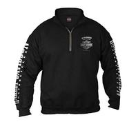 Harley-Davidson Men's Lightning Crest 1/4 Zip Cadet Pullover Sweatshirt, Black