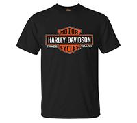 Harley-Davidson Men's Orange Bar & Shield Black T-Shirt 30290591 (S)