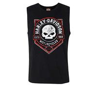 Harley-Davidson Men's Ragged Willie G Skull Sleeveless Cotton Muscle Tee - Black, Black, Large