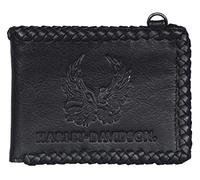 Harley-Davidson Men's Ride Free Bi-Fold Leather Wallet w/RFID Protection - Black, Black, 4.5" x 3.5"