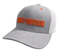 Harley-Davidson Men's Simple Contrast Snapback Colorblocked Mesh Trucker Hat Gray, Gray, One size